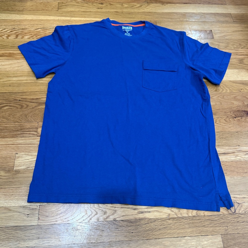Duluth Trading Co Spillfighter Longtail T Shirt Mens XL Blue Trim Fit Pocket Tee